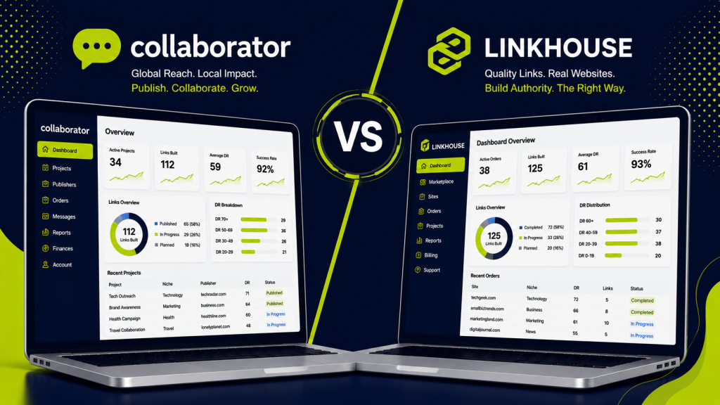 Collaborator vs LinkHouse publisher network comparison